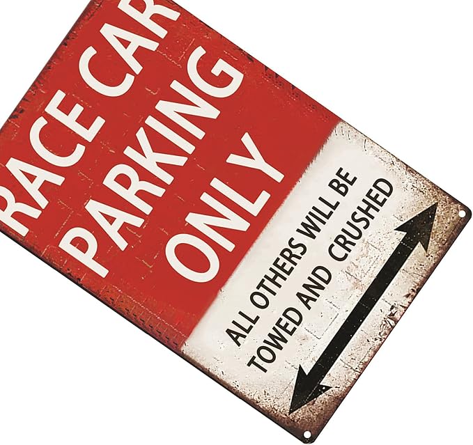 Race Car Room Decor For Boys, Vintage Car Metal Tin Signs Bedroom And Garage Cars Sign Wall Decor Race Car Parking Only 8x12 Inch