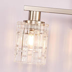3 Light Brushed Nickel Bathroom Vanity Light Over Mirror, Modern Vanity Lighting with Crystal Glass Shade, Wall Mount Bathroom Light Fixtures, E26 Base