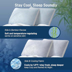 Shredded Memory Foam Cooling Soft Bamboo Viscose Pillow King Size, Adjustable Hypoallergenic Hotel Quality Bed Pillow for Side, Stomach and Back Sleeper, Oeko-TEX Certified