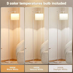 60" Floor Lamps for Living Room with 3 Color Temperatures, Adjustable Beige Shade with Light Gold Pole, Tall Lamps for Living Room Bedroom Office Classroom Dorm Room, 9W Bulb Included