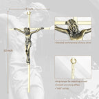 ACHIBANG 2-Pack Crucifix Wall Cross – Gold & Silver Catholic Crosses for Wall, 10" Jesus Wall Crucifix for Home or Door Blessing