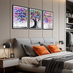 Novatique Tree Wall Art for Bedroom Colorful Painting Wall Art Living Room Graffiti Picture Poster Ready to Hang Home Decoration,16" x 24" x 3pcs