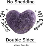 MorroMorn Fluffy Heart Throw Pillows, Shaggy Decorative Pillow for Sofa Couch Bed, Cute Room Decor Decorations for Women Girls Kids (Dark Purple)