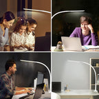 YOUKOYI LED Desk Lamp with Clamp,Flexible Gooseneck Architect Table Lamp - 5 Brightness Levels & 4 Color Modes, Touch Control, Eye-Care 10W Desk Light for Home/Office/Reading/Work(White)
