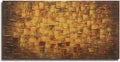MyArton Textured Abstract Squares Canvas Wall Art Hand Painted Modern Golden Yellow Oil Painting Picture for Home Decoration Ready to Hang 40x20inch