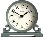 JONES CLOCKS® Saloon Mantel Clock | Traditional Double Scroll Design | Green | Contemporary Classic Style for Desk, Table, Shelf or Bedside