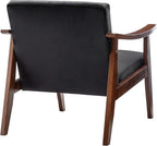Accent Chair with Velvet Upholstery and Solid Wood Frame, Classic Mid-Century Modern Living Room Furniture for Extra Seating, Black