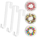 Wreath Hanger,12" Clear Wreath Hangers for Front Door Décor,3 Pack Easter Fall Wreath Door Hanger Hook,Non Scratch Over The Door Hooks for Hanging Christmas Wreath Decorations Clothes Outdoor Indoor