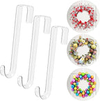 Wreath Hanger,12" Clear Wreath Hangers for Front Door Décor,3 Pack Easter Fall Wreath Door Hanger Hook,Non Scratch Over The Door Hooks for Hanging Christmas Wreath Decorations Clothes Outdoor Indoor