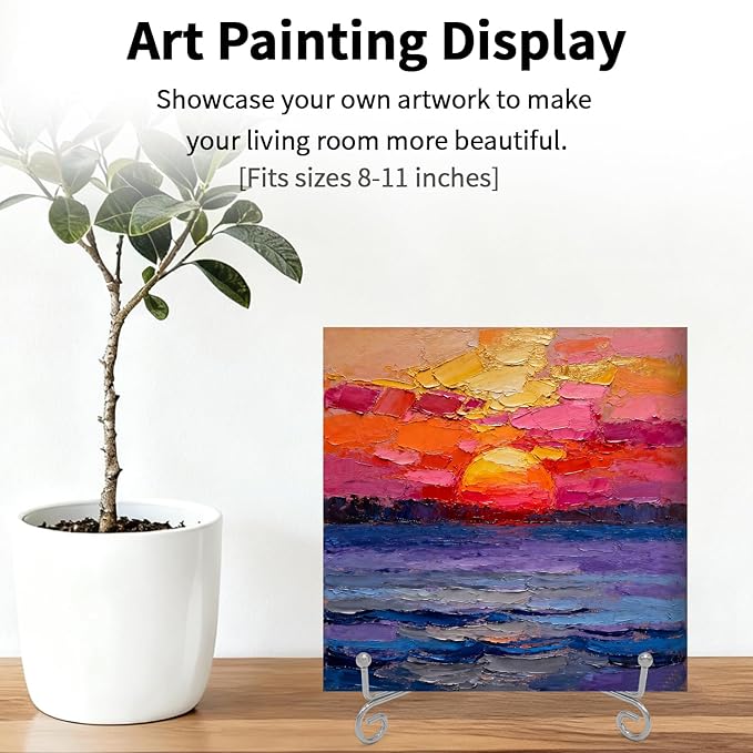 Iron Plate Stands for Display, Foldable Book Holder & Easel Stand for Sign, Versatile Poster Stand and Small Plate Stand for Home Decor, Art, Photo Frame, Card, Crystal Display (Silver, 8 inch (4Pcs))