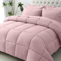 JOLLYVOGUE Twin Comforter Set, Ultra-Soft Bed in a Bag Twin Size 5 Pieces, Oeko-TEX Certified Bedding Set with Down Alternative Comforter, Sheets, Pillowcases & Shams, Camio Pink