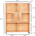Natural Bookcase by Natural Wood, 7 Cube Bookshelf, Small Book Shelves Freestanding Display Storage Shelves. Open Bookshelf for Bedroom, Living Room and Office (Natural, 7 Cube)