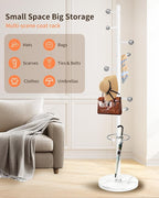 ZOZOE Metal Coat Rack Stand, Modern Coat Rack Freestanding with Natural Marble Base, Sturdy Industrial Coat Racks with 8 Hooks & Umbrella Holder,White Coat Tree Hanger Stand for Entryway,Office
