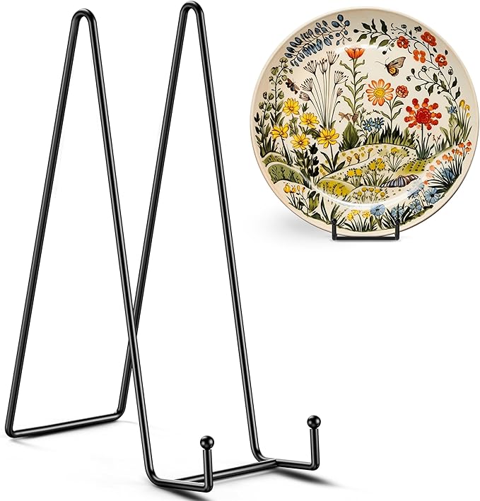 TR-LIFE 4 Pack 12 Inch Large Plate Stands/holder for Display - Metal Picture Frame Holder Stand + Easels for Platter, Book, Plaque, Photo, Table top Art