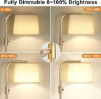 Ambimall Fully Dimmable Floor Lamp - Floor Lamps 9W LED Light Bulbs, Standing Lamps for Living Room, Modern Standing Light Tall Lamp for Bedroom (Gold and Light Beige)