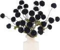 DuHouse 6pcs Black Flowers Faux Silk Pompon Mum,Silk Small Mini Chrysanthemum Ball with Stems for DIY Wedding Bouquets Centerpieces Vase Home Table Halloween Decorations(Black)