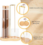 Incense Holder with Ash Catcher,2 in 1 Incense Burner for Sticks,Wooden Anti-ash Incense Stand Set with 3 Acrylic Tubes Birthday Gift for Women Mother Girl Friend Meditation Yoga Spa Home Office