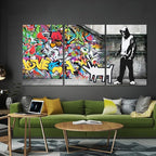 Novatique Banksy Canvas Wall Art Graffiti Pictures Wall Decor Abstract Painting Pop Art Wall Decor Street Art Canvas Print for Living Room Bedroom, 24"x 36"x 3Pcs