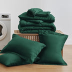 Love's cabin California King Comforter Set Dark Green, 7 Pieces California King Bed in a Bag, All Season Bedding Sets with 1 Comforter, 1 Flat Sheet, 1 Fitted Sheet, 2 Pillowcase and 2 Pillow Sham