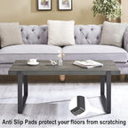 EXCEFUR Modern Coffee Table, Rustic Wood and Metal Center Table, Rectangle Cocktail Tea Table for Living Room, Grey, 44 Inch
