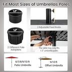 Tangkula 3-in-1 Patio Umbrella Base, 175 LBS Moveable Umbrella Stand w/Table Tray & Weighted Bag, Side Handles, HDPE Frame, 2 Pole Adapters, Garden Coffee Table Planter Box (Black)