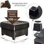 GLAXYFUR Folding Storage Bench, Cube PU Leather Footstool with Legs, Coffee Table, Ottoman with Storage for Living Room, 23.6 x 23.6 x15 Inches, Black