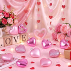 XmasExp Valentines Day Decor Heart Ornaments for Christmas Tree Decorations Set of 24 Pink Heart Shaped Bauble Perfect for Valentine's Day Wedding Anniversaries and Party Supplies（Pink）
