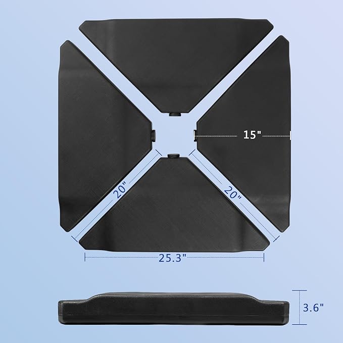 Abba Patio Umbrella Offset Base Stand 4PCS, Cantilever Umbrella, Light-Duty Square Stand, Sand Filled for Garden Law Backyard, Scratch-Resistant, 160lbs Capacity, Black