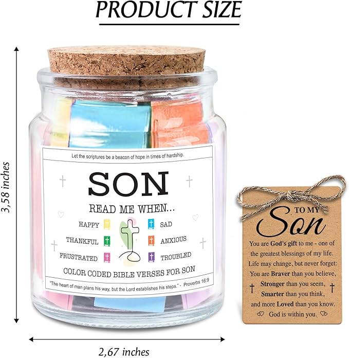 NewEleven Valentines Day Gifts For Son - Christian Easter Gifts for Young Men or Teen Boys - Meaningful Presents For Sons, Kids - Christian Gift For Sons From Mom, Dad - Bible Verse Jar
