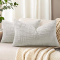 decorUhome Spring Light Grey Chenille Throw Pillow Covers 12x20 Set of 2 Textured Soft Cozy Slubby Couch Pillow Covers Modern Farmhouse Boho Decorative Pillow Cases for Bed Sofa Living Room