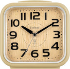 5.5" Large Analog Alarm Clock Silent Non Ticking, Gentle Wake, Beep Sounds, Increasing Volume, Battery Operated Snooze and Manual Light, Easy Set, Cream