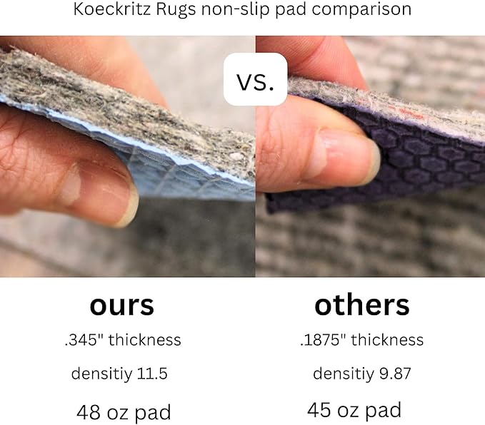 KOECKRITZ RugLock 10' x 10' Rug Pad – Non-Slip Felt & Rubber Dual Surface Rug Gripper, 0.345" Thick Cushion, Strong Grip Floor Protection, Safe for All Floors