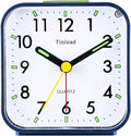 Small Battery Operated Analog Alarm Clock Silent Non Ticking, Ascending Beep Sounds, Snooze,Light Functions (Blue)