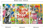 Novatique Banksy Canvas Wall Decor Street Graffiti Wall Art Colorful Cool Painting Graffiti Poster Canvas Print for Bedroom Bathroom,24" x 36" x 3pcs