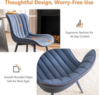 YOUNUOKE Mid-Century Modern Dining Chairs Set of 2, Navy Blue PU Leather Upholstered Kitchen Chairs with Navy Blue Metal Legs, Armless Accent Chair for Dining Room, Guest Reception Room