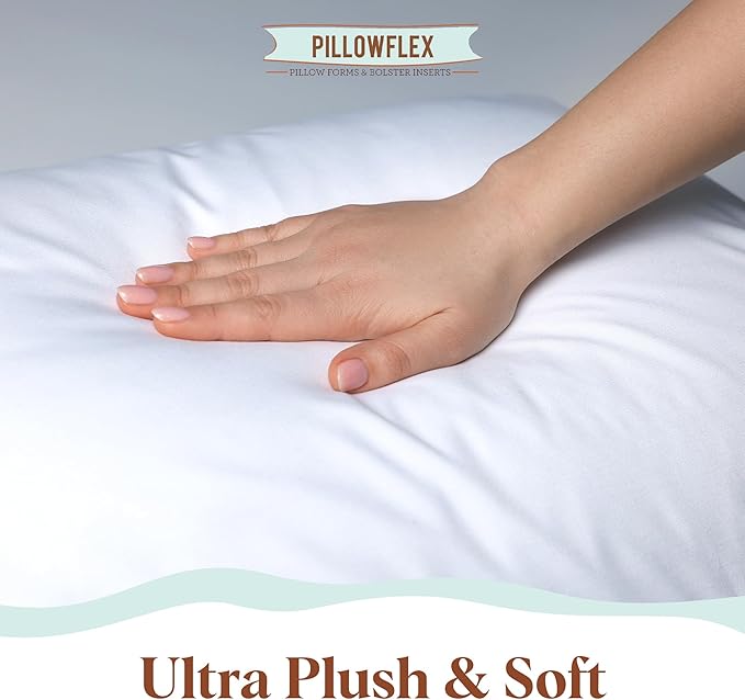 Pillowflex Synthetic Down Pillow Insert - 20x26 Down Alternative Pillow, Ultra Soft Standard Bed Sleeping Pillow, Large Rectangle Sham - 1 Decorative Pillow Form