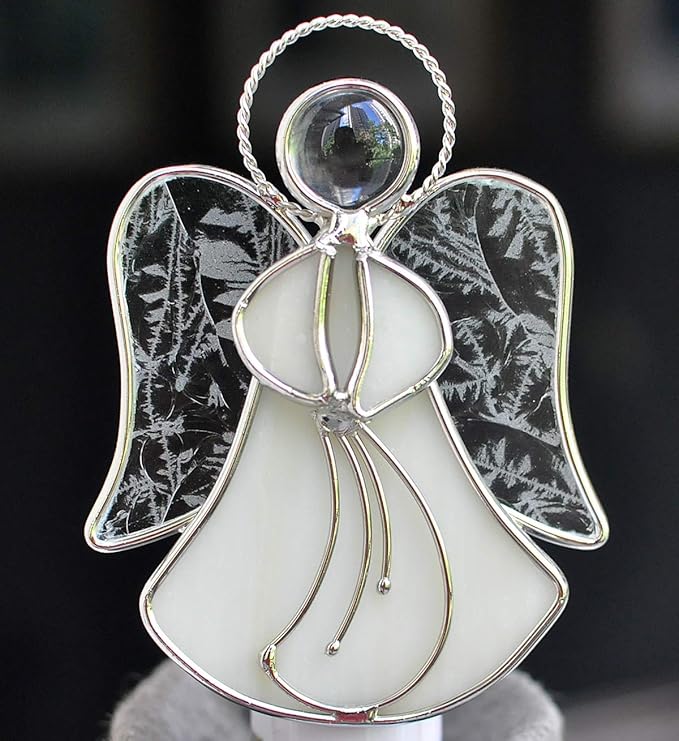 Stained Glass Angel Night Light Decorative Accent Lite Wall Plug in Nightlight for Hallway Bedroom Bathroom Kitchen Nature Themed Home Décor