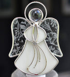 Stained Glass Angel Night Light Decorative Accent Lite Wall Plug in Nightlight for Hallway Bedroom Bathroom Kitchen Nature Themed Home Décor