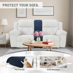 Reclining Sectional Couch Covers Velvet L Shape Recliner Sofa Middle Console Cover for Dogs Pets Washable Anti Slip 1 Additional Recliner Center Console Slipcovers (1 Console, Navy Blue)