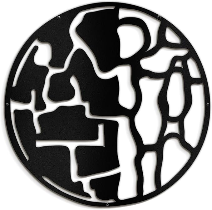 SIGNLEADER Metal Wall Art Decor Abstract Circle Shapes Minimalist Modern Abstract Wall Sculpture Hangings Home Decoration for Living Room, Bedroom, Bathroom, Kitchen, Outdoor - 30" Black