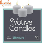 Hyoola Votive Candles - 10 Hour Burn Time - Unscented Candles Votives Bulk - Pack of 50 White Candles - European Made