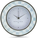 MACKENZIE-CHILDS Silver-Plated Round Desk Clock, Decorative Clock for Living Room, Kitchen, or Office, Gray-and-White Sterling Check