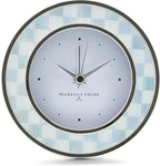 MACKENZIE-CHILDS Silver-Plated Round Desk Clock, Decorative Clock for Living Room, Kitchen, or Office, Gray-and-White Sterling Check