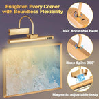 Dimmable Cordless Picture Light with Controller and Timer, Rechargeable 5000mAh Battery Wall Sconce for Wall Pictures, Gallery Artwork, Paintings, Portraits, Dartboards (Gold)