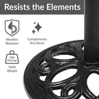 Sunnydaze 24lb Cast Iron Patio Umbrella Base - Heavy-Duty Round Metal Outdoor Market Umbrella Stand for Outside - 18-Inch - Black - Pretty Petals