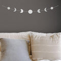 BASE ROOTS Moon Phase, White Wall Decor for Bedroom & Living Room, Bohemian Wall Decor, Handmade Hammered Metal 34" 7 Phases Moon, Celestial Wall Art, Gift for Women & Kids