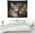 VUMIVI Cat Tapestry Adorable Animals Two Kittens Snuggling Together Vintage Print Realistic Design Tapestry Wall Hanging for Living Room Bedroom Dorm Classroom Aesthetic Decor W60xL50in