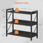 HOOBRO Bookshelf, 3-Tier Industrial Bookcase, Book Shelf Storage Organizer, Bookshelf with Metal Frame for Living Room, Bedroom, Home Office, Kitchen, Black BB718SJ01