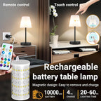 1 Pack Cordless Table Lamp Rechargeable, 10000 mAh Portable LED Battery Operated Lamp with Remote Control, 10 Colors Dimmable Touch Desk Light with Timer for Bedside Night Light Outdoor Patio Camping
