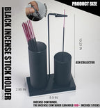 2 in 1 Incense Holder for Sticks,Glass Incense Burner Holder with Storage,Upside Down Incense Holder for Sticks with Glass Ash Catcher for Meditation Yoga Spa Room Home Decor[Full Black]